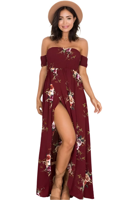 Boho style long dress women Off shoulder beach summer dresses